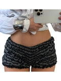 GETADME Women s Lace Trim Elastic Waist Pajama Shorts with Ruched Detail - Soft and Comfortable Sleepwear Bottoms for Summer Casual Wear