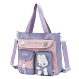 GETADME Tote Bag, Student Carrying Book Bag, Female Large Capacity Junior High School Student Tutoring Bag, Crossbody Backpack