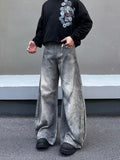 GETADME 2026 American Retro Y2K Streetwear Washed Grey Patchwork Baggy Jeans Pants For Men Clothing Wide Leg Long Trousers Ropa Hombre