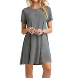 GETADME Women Casual Short Sleeve T Shirt Dress Vintage O Neck Print Loose Mini Dress Elegant Simple Mini Dress Streetwear Sundress
