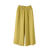 GETADME Feamle Casual and Versatile Lazy Style Wide Leg Pants With Pockets Lightweight High Waisted Loose Cropped Capris
