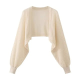 GETADME French Ice Silk Knitted Sun-Proof Cardigan Top Women's Summer Thin Jacket Waistcoat Suspender Skirt Shawl Outer Match Blouse