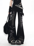 GETADME Y2K Bow Jeans Women 3D Design High Waist Slim Fit Flared Pants Spicy Girl