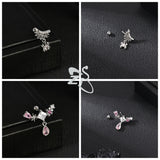 GETADME ZS 1 Piece 20G Cute Heart Stud Earring For Children Women Pink CZ Crystal Earrings Ear Cartilage Helix Conch Piercing Jewelry