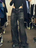 Getadme Vintage Black Wide Leg Jeans Women Oversized High Street Korean Fashion Baggy Denim Trousers Grunge Y2k Female Hip Hop