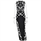 GETADME 2025 Summer Aesthetic Snake Printing Long Dress Sleeveless Hollow Out Slimming Fit Women Midnight Club Fashion Vestidos