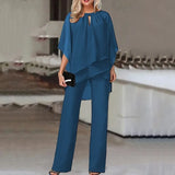 Getadme-Fashion Solid Women Set Elegant Two Piece Set Casual Irregular Suit Loose Half Sleeve Tops+High Waist Wide Leg Pants Set Outfits