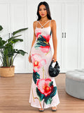 GETADME New Women's Print Maxi Dresses Summer Sexy Backless Sleeveless Sling Dress Streetwear Fashion Lady Casual Slim Dresses Clothing