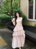 GETADME French Elegant Vintage Summer Women Dresses Design Irregular Evening Dresses Fashion Slim Fit Female Korean Style Long Dresses
