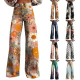 GETADME Vintage Floral Print Wide-leg pants for women High waist straight pants Spring Summer Loose Pant Street Fashion y2k clothes