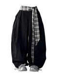 GETADME Women Black Gothic Parachute Pants Baggy Oversize Lace-up Long Pants Harajuku Japanese 2000s Style Y2k Vintage Trousers Clothes