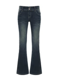 GETADME Vintage y2k Flared Jeans Retro Button-up Low Rise Casual Denim Pants Harajuku 2000s Trousers Basic Aesthetic Mom Jeans