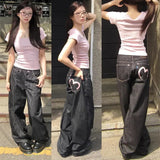 GETADME 2025 Autumn Winter Women's Denim Jeans Y2K Wide Fit Baggy Jeans Grunge Harajuku Cowboy New In Pants Korean Mom Jeans Punk Retro