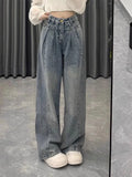 GETADME Retro High Waist Wide Leg Denim Jeans Women's Spring Autumn 2025 New plus Size Slimming Drapey Floor-Length Loose Fit Trousers