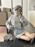 GETADME Preppy Style Fashion 3 Piece Sets Women Casual Sweatshirts + Stripe Shirt + Mini Skirts Korea Chic Outwear Bow Y2k Suits Autumn
