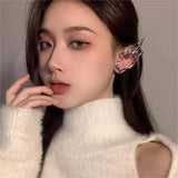 Personalized Retro Clip Earrings Hollow Butterfly Wings Earbone Clip Dark Elf Earrings European American Single Side Earrings