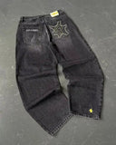 GETADME American Y2K Street Trend Letter Embroidered Loose Jeans Men Harajuku New Hip Hop Oversized Wide-leg Pants Unisex Mopping Jeans