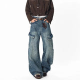 GETADME Men's Baggy Jeans Unisex Y2K Trendy Casual Wide Leg Denim Pants High Street Oversize Trousers American Style Streetwear Fashion