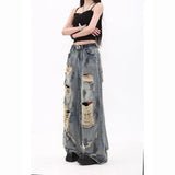 GETADME Oversize Blue Ripped Old Hot Girl Y2k American Retro High Waist Fashion Men And Women Hip Hop Straight Loose Wide Legs Jeans