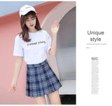 GETADME High-Waisted Slimming Mini Dress For Women Plaid Patterned A- Line Skirt New Style Summer Autumn/Winter Student Version