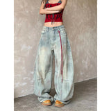 GETADME Women's Light Blue Y2k Baggy Jeans Harajuku Aesthetic Japanese 2000s Style Denim Trousers Vintage Cargo Pants Trashy Clothes