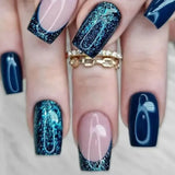 GETADME 24Pcs Short Square Coffin False Nails Square Fake Nails with Glue French Glitter Wearable Acrylic Nails Set Press on Nail Tips