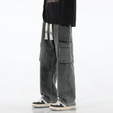 GETADME 2026 New Men Baggy Cargo Jeans Fashion Streetwear Vintage Wide Leg Pants American Streetwear Y2K Big Pocket Youth Overalls