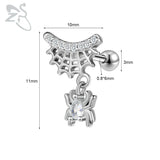 GETADME ZS 1 Piece 20G Cute Heart Stud Earring For Children Women Pink CZ Crystal Earrings Ear Cartilage Helix Conch Piercing Jewelry