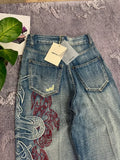 GETADME Y2K American New Pattern Embroidery Baggy Jeans Men High Street Vintage Hip Hop Fashion Casual Joker Couple Wide-leg Pants