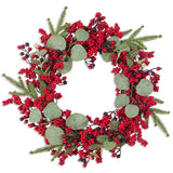 GETADME YeeNanee Christmas Decoration Wreaths for Front Door Handmade Cypress Leaf Red Berry Pine Wreath Xmas Home Wall Window Decor