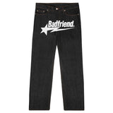 GETADME Y2k Men Retro Harajuku Clothing 2026 New Baggy Casual Wide Leg Jeans Hip Hop Print Jeans Trend Fashion Black High waist Jean