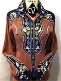 GETADME Western Style Print Casual Slim Women's Shirt 2025 Autumn Vintage Women's Long Sleeve Shirts and Blouses Fashion Elegant Tops