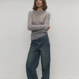 GETADME Talenza Round Neck Knit Pullover Women Summer Casual Solid Long Sleeve Shirt Top 2025 Loose High Street Office Lady Sweater Top