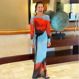 GETADME Yiiciovy 섹시 여성 슬림핏 롱 드레스 커버업 시스루 메시 롱 슬리브 플로럴 프린트 비치 드레스 사이드 스플릿 비키니 커버업