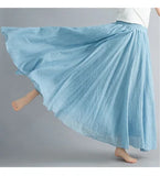 Robe longue en coton et lin Mori Girl, 28 couleurs, taille élastique, coupe trapèze, style ethnique, couleur unie, pour femme.
