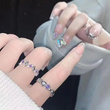 Getadme-Fashion Bagues de couple avec strass violet brillant pour femmes et hommes, style vintage, ornée d'une étoile en cristal, ajustable, bijoux Y2K
