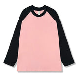 GETADME AOSSVIAO 2025 Women's Autumn Winter Fashion O Neck T-Shirt Female Loose Long Sleeve Tees 100% Cotton Patchwork Casual Tops