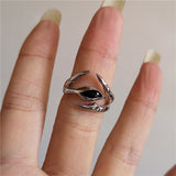 GETADME Vintage Goth Thorny Rose Couple Rings For Men Women Charm Irregularity Opening Stainless Steel Punk Finger Ring Jewelry Y2k Gift