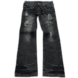GETADME Fashionable high street double waisted lace up micro flared women jeans Y2K retro Harajuku washed design for men and women jeans