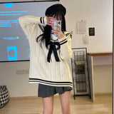 Plus Size 4xl Preppy Style Sailor Collar Pullover Sweater Women Simple Twist Hit Color Women Sweater New Loose Knitted Sweaters
