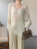 Oversize Women Sweaters Loose Gentle Knitted V-Neck Casual Pullovers Office Lady Lazy Style Fashion Autumn Soft