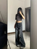 GETADME Slimming High-waisted Jeans For Women Pear-shaped Loose-fit Straight-leg Bell Bottoms Plus-size Female Denim Trousers