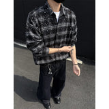 GETADME Starry Shirt men fashion 2025 New long sleeve shirts grid loose  Stage performance costumes high quality Star shirt