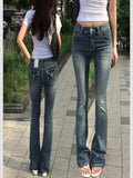 GETADME Gothic Buddha Head Womens Jeans Y2K Clothes Hip Hop Pocket Embroidery Vintage Blue Baggy Jeans Low Waist Wide Leg Trousers