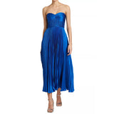 GETADME Women Sexy Sleeveless Solid Color Party Dress Fashion Pleated Big Swing Evening Dress Elegant Strapless Backless Zip Long Dress