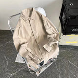 GETADME Men's Loose Long Sleeve Shirts Casual Solid Colors Cotton Linen Cool Summer Breathable Trendy Baggy Shirt Male Button Up