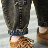 GETADME Vintage style loose Embroidery harem jeans female Casual High Waist Pockets Denim Pants women pring summer women pants