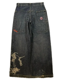 Getadme Streetwear Jeans Hip Hop Skateboard Graphic Embroidered Retro Blue Baggy Jeans Men Women Harajuku High Waist Wide Trousers