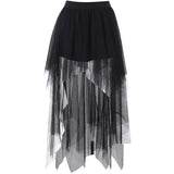 GETADME Fashion Net Yarn High-Waisted Irregular Skirt for Women Gothic Style Summer Casual Skirt Sexy and Charming Goth