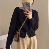 GETADME Women Short Sweater Jacket Women Zipper Cropped Cardigan Spring Autumn Loose Casual Knitwear Coat Long Sleeve Female Outerwear